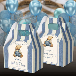 Ballotins Ours en peluche en denim Blue Jean pour 1er annive