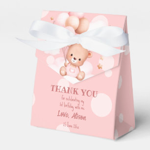 Ballotins Ours en peluche rose avec ballons sur nuages perso