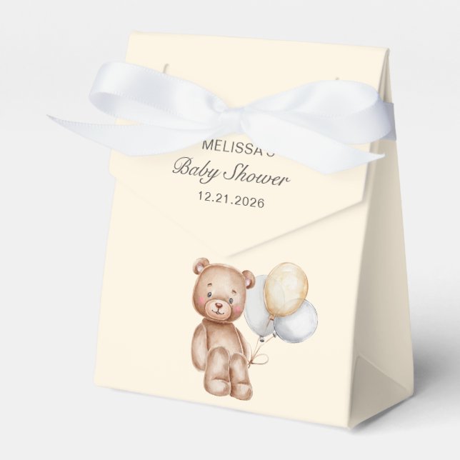 Ballotins Ours mignon avec Baby shower à ballons (Verso)