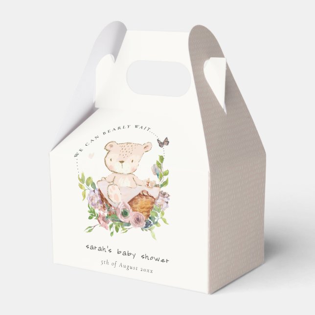 Ballotins Ours Teddy Mignonne Dans Panier Fleur Baby shower  (Verso)