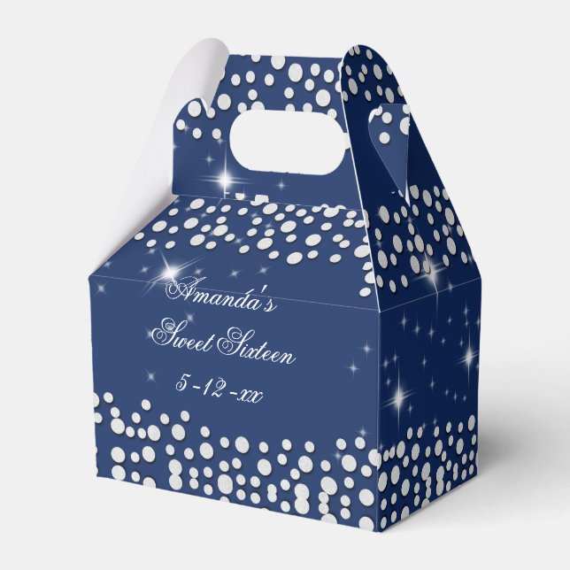 Ballotins Pailleté Argent et Bleu, Douce Seize, Personnalisé (Arrière)