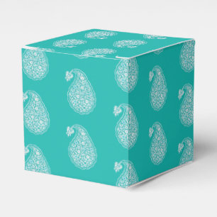 Ballotins Paisley perse - blanc sur turquoise