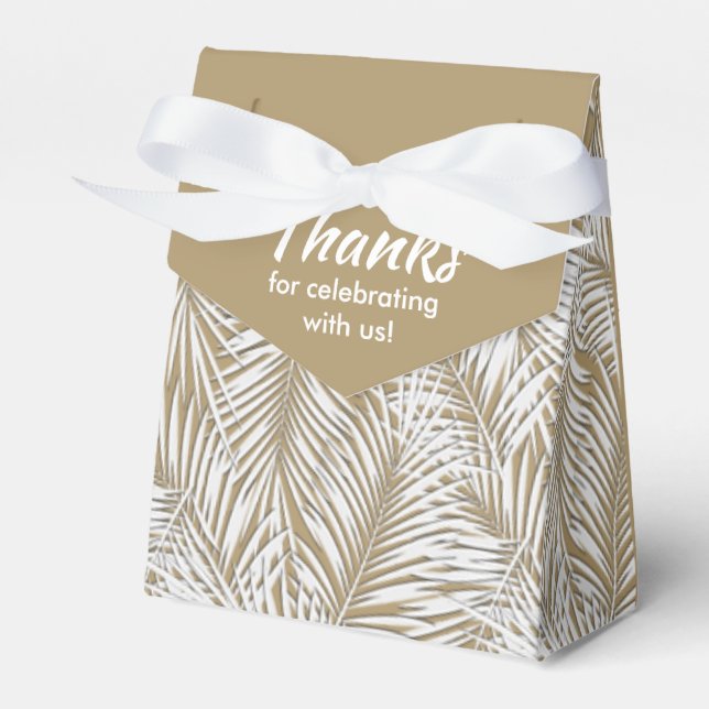 Ballotins Palmiers blancs sur Gold Tente Style Party Favoris (Verso)