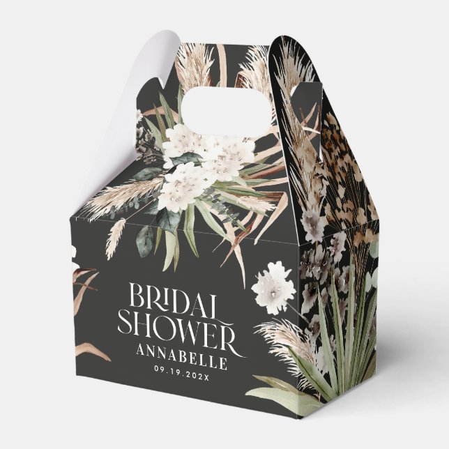 Ballotins Pampas de douche nuptiale noir moderne boho fête e (Verso)