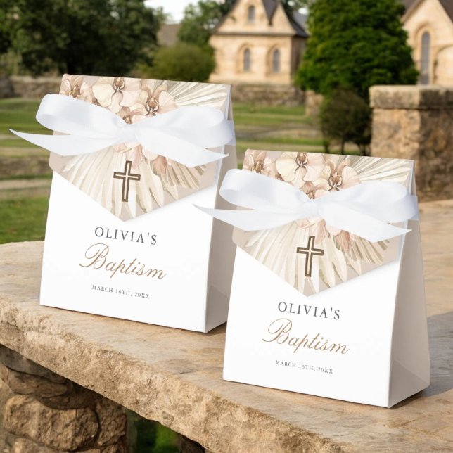 Ballotins Pampas Grass Boho Girl Baptism Party Favoriser boî (Créateur téléchargé)