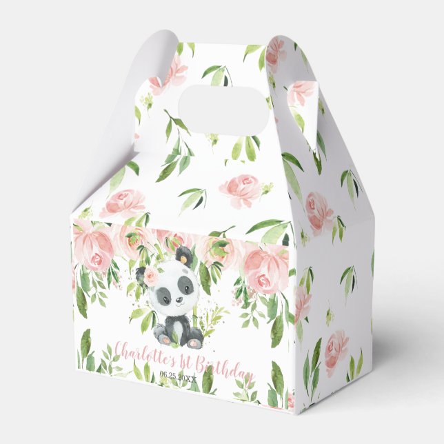 Ballotins Panda rose pâle Vert Floral 1er Anniversaire (Verso)
