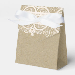 Ballotins Papier Brun & Dentelle Blanche Mariage Rustique Na