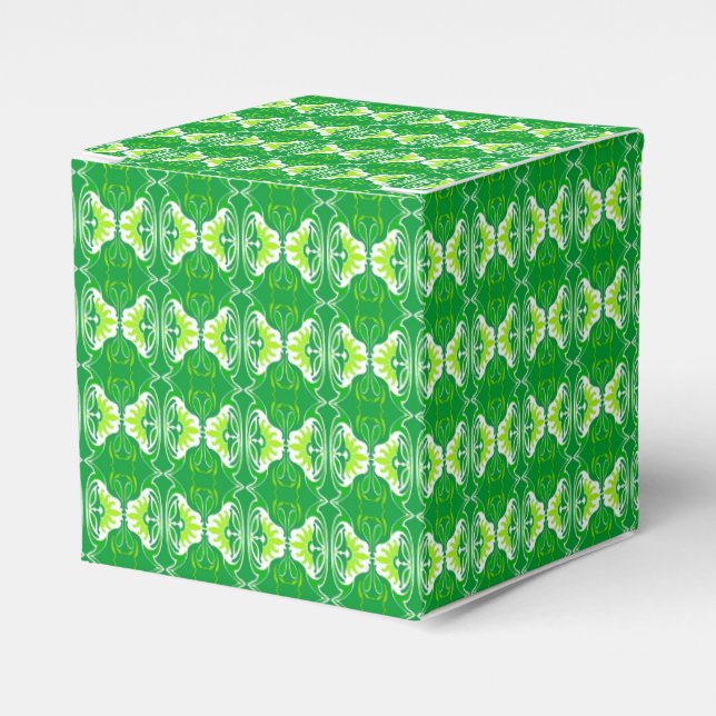 Ballotins Papier peint Art Déco motif - vert et blanc (Verso)