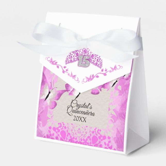 Ballotins Papillon rose Quinceanera Ballotin (Verso)