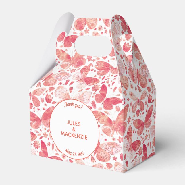 Ballotins Papillons Aquarelle Moderne Boho Coral rose (Verso)