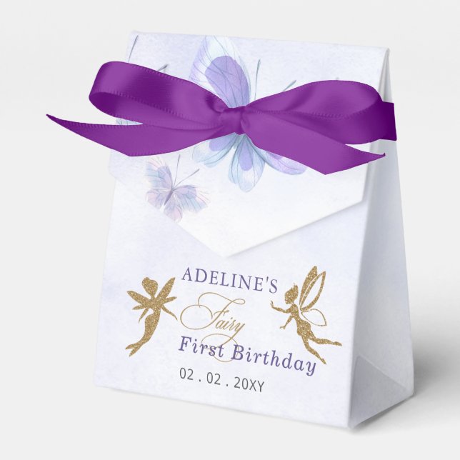 Ballotins Papillons Purple Gold Fairy Premier anniversaire (Verso)