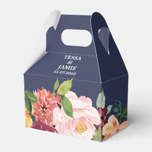 Ballotins Paprika Bourgogne Floral Wedding Favor Box