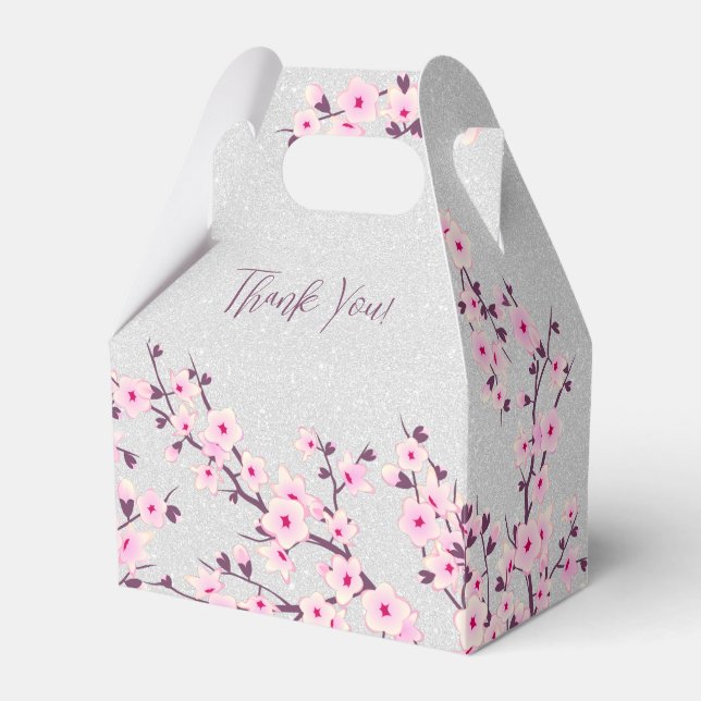 Ballotins Parties scintillant cerise en fleurs Merci personn (Verso)