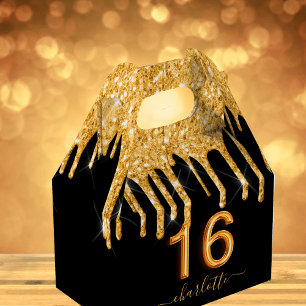 Ballotins parties scintillant de 16e anniversaire noir or me