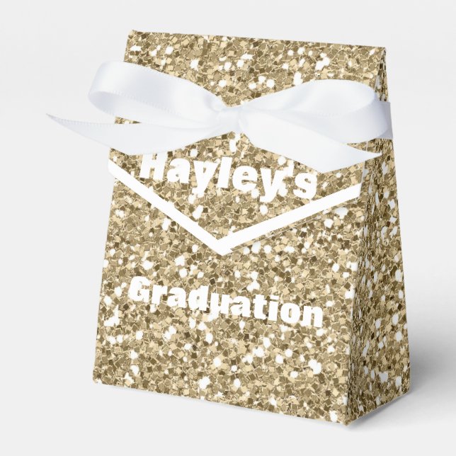 Ballotins Parties scintillant d'or clair boîte de préférence (Verso)