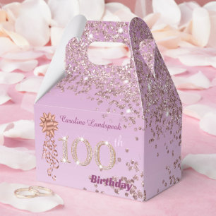 Ballotins Parties scintillant d'or rose et ruban 100e annive