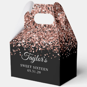 Ballotins Parties scintillant d'or rose Sweet sixteen noir