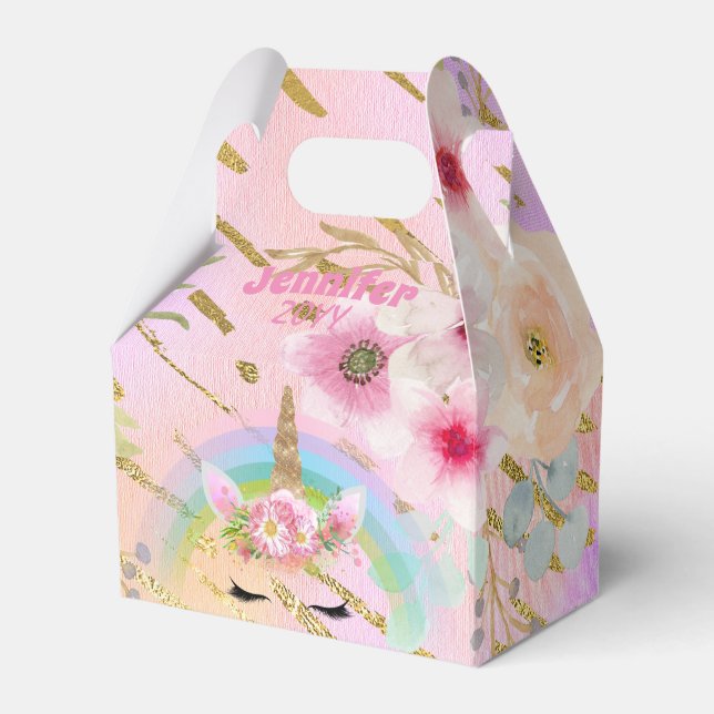 Ballotins Parties scintillant d'or rose Unicorn Visage Fille (Verso)