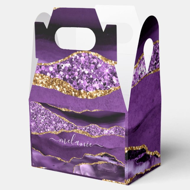 Ballotins Parties scintillant d'or violet Nom personnalisé B (Ouvert)