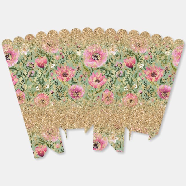 Ballotins Parties scintillant moderne rose vert Floral Chic  (Déplié)