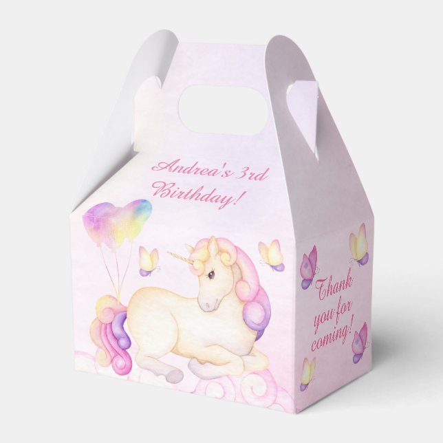 Ballotins Pastel Aquarelle Unicorne Et Ballons Anniversaire (Verso)