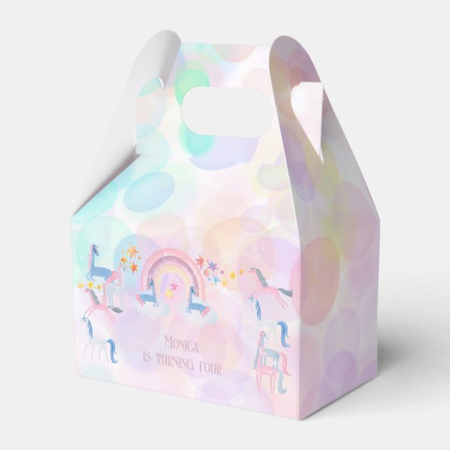 Ballotins Pastel arc-en-ciel aquarelle licorne anniversaire  (Verso)
