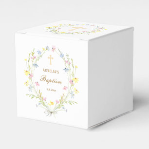 Ballotins Pastel Fleur sauvage Baptême Cube