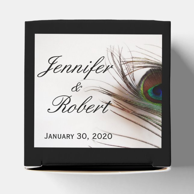 Ballotins Peacock Feather Glamor Wedding Favor Box (Haut)