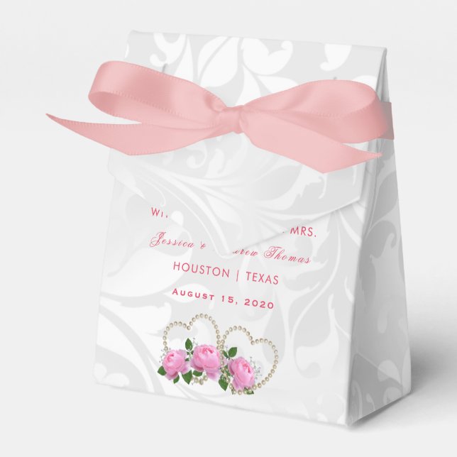 Ballotins Pearl Hearts & Roses Damask Wedding (Verso)