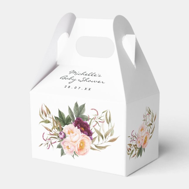 Ballotins Pêche et Bourgogne Baby shower Floral Merci Fa (Verso)