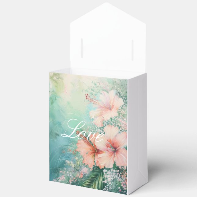 Ballotins Pêche tropicale Hibiscus blanc Amour floral (Ouvrir)