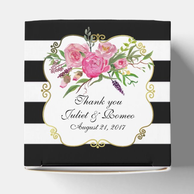Ballotins Peonies et rayures Mariage Favor boîte cadeau (Haut)