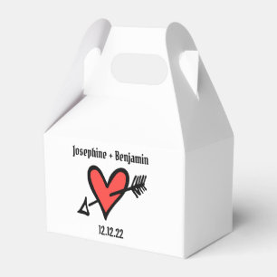 Ballotins Personnalisé Black & Red Love Heart Wedding Favor 