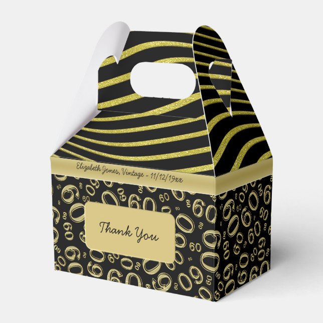 Ballotins Personnaliser : 60e anniversaire Gold et Black Thè (Verso)
