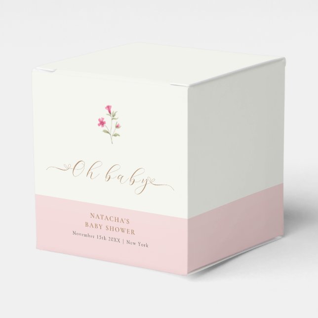 Ballotins Petit Baby shower Fleur sauvage rose moderne (Verso)