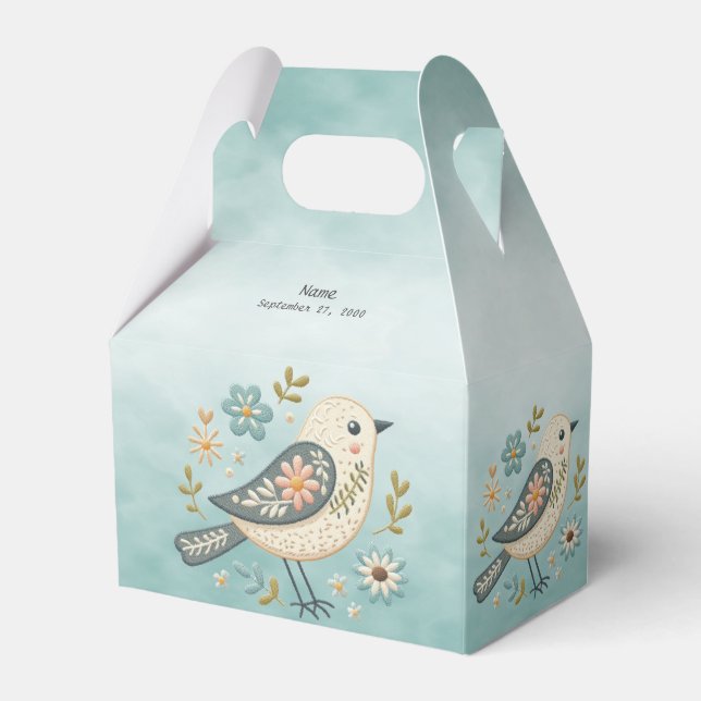 Ballotins Petit Ballotin Floral d'oiseaux verts (Verso)