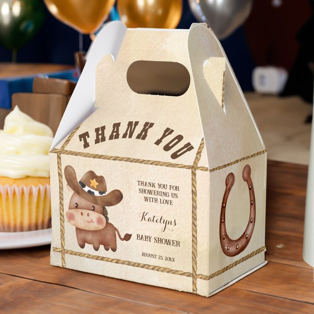 Ballotins Petit cow-boy mignon bébé cheval dans un baby show (Little cowboy cute baby horse in a hat baby shower favor box personalized western shower favor box)