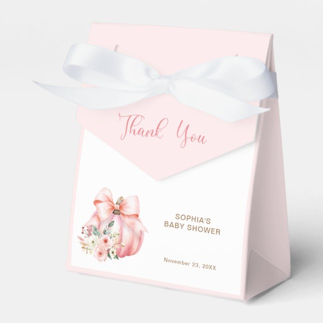 Ballotins Petit Merci de Baby shower Citrouille rose (Verso)