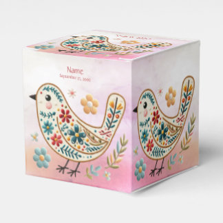 Ballotins Petite Ballotin rose fleuri d'oiseaux