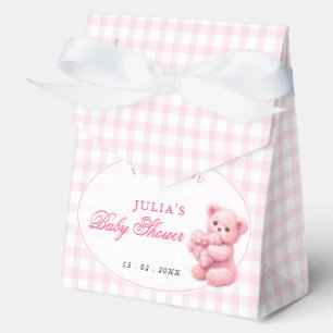 Ballotins Petite Ourson Rose à Carreaux Baby Shower