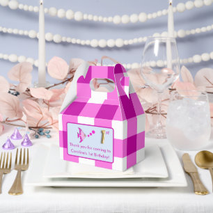 Ballotins Photo de 1er anniversaire Poisson Gingham Rose Feu