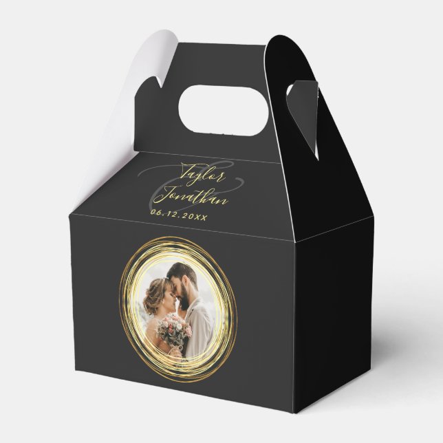 Ballotins Photo personnalisée Chic Black Gold Mariage Minima (Verso)