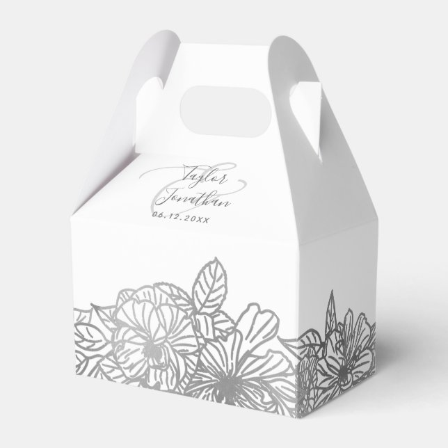Ballotins Photo personnalisée Chic Silver Grey Mariage Flora (Verso)