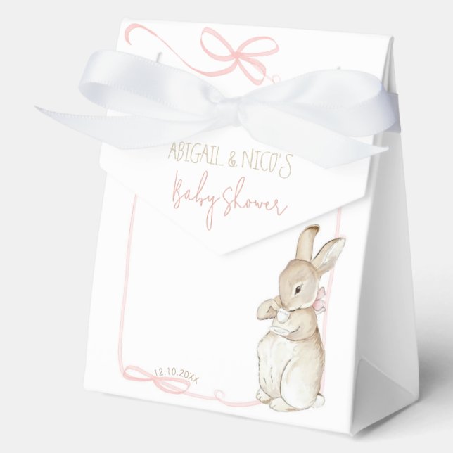 Ballotins Pierre rose le lapin Beatrix Baby shower fille (Recto)