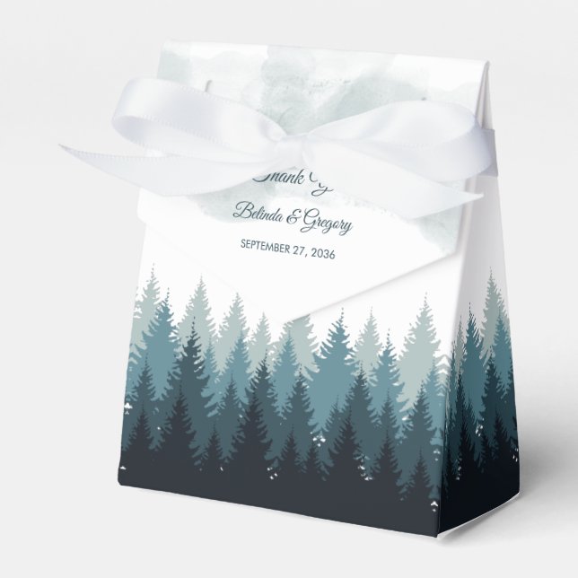 Ballotins Pine Arbre Aquarelle Forêt Mariage rustique (Verso)