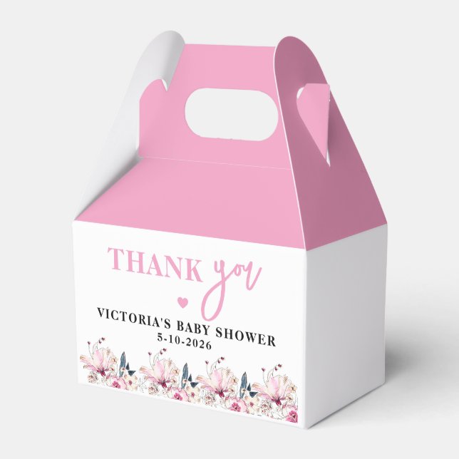 Ballotins Pink Floral Baby in Bloom Baby shower Ballotin (Verso)