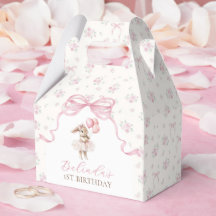 Pink Floral Coquette Bow Bunny 1st Birthday