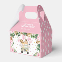 Pink Floral Jungle Safari Animaux Fille Anniversai