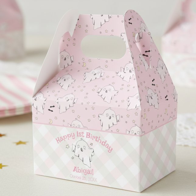 Ballotins Pink & Girly Joyeux Premier Anniversaire Halloween (Spooky One Pink Ghost Halloween Girl Birthday Party Favor Boxes. Spooktacular Halloween 1st Birthday)