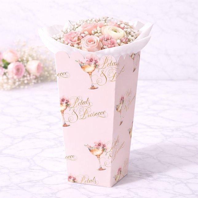 Ballotins Pink Gold Petals and Prosecco Bridal Shower (Pink Gold Petals and Prosecco Bridal Shower Favor Boxes)